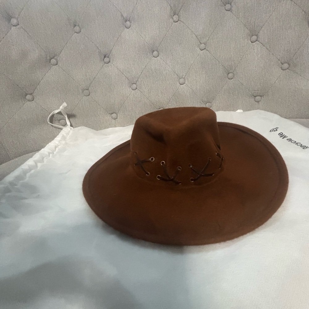 Eric Javits Chocolate Brown Hat with Decorative Stitching